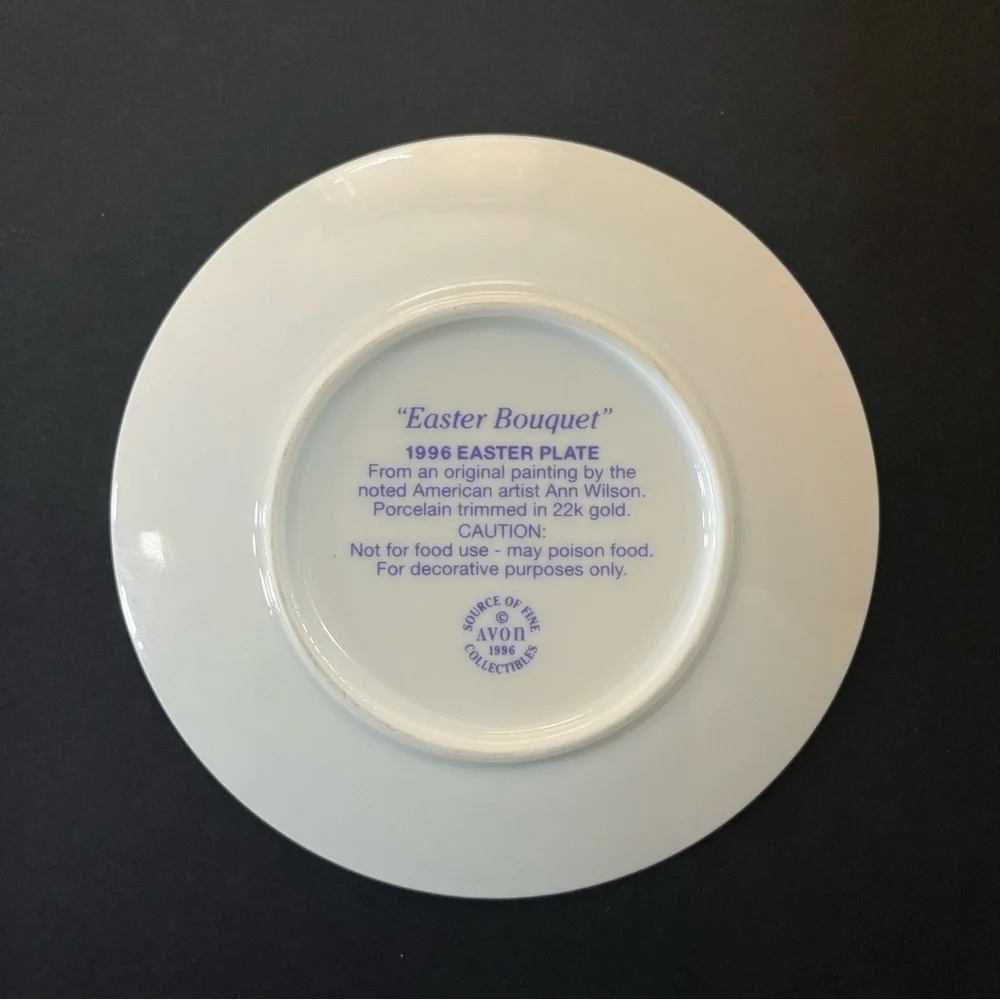 Vintage 22K‎ Gold Trimmed Avon Collectible Easter Porcelain Plates 1991-1996
